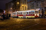 Vánoční flotila pražského dopravního podniku.