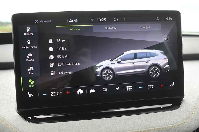 Škoda Enyaq iV při jízdě v chladném počasí