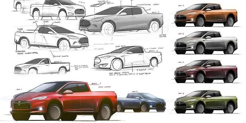Oficiální ilustrace Tesly pick-up zveřejněná během představení tahače Tesla Semi.