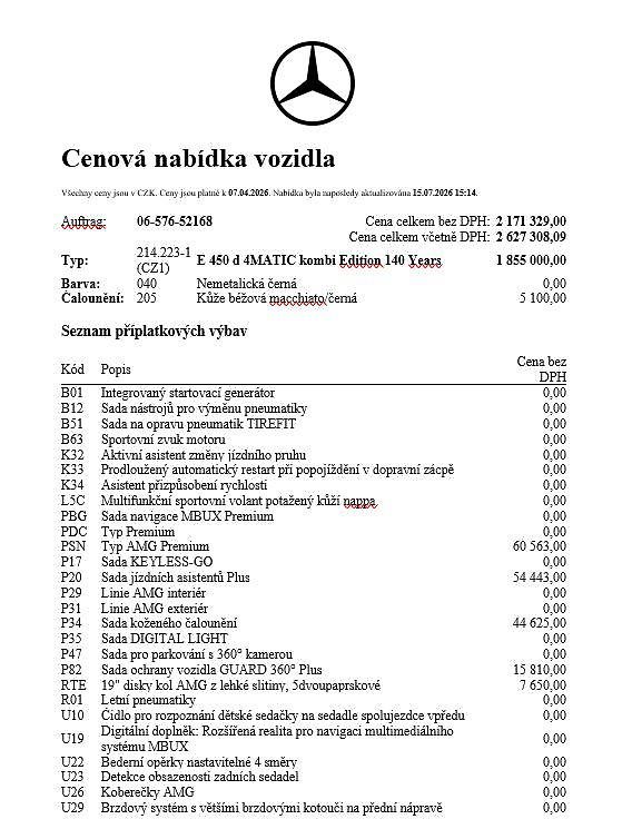 Mercedes-Benz Třídy E E 450 d 4MATIC kombi