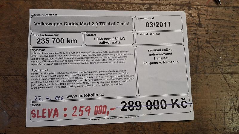 Volkswagen Caddy Maxi TDI 4x4 7 míst  - fotka 35 z 35