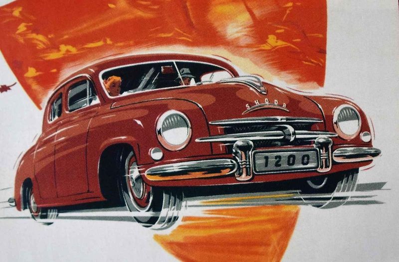Škoda 1200 na startu veteránské rallye
