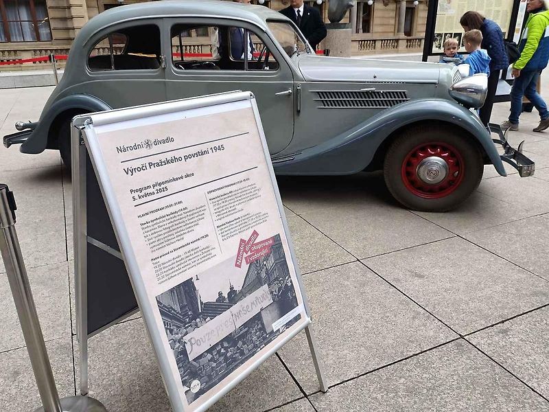 Automobil Z-5 Express ze sbírek Národního technického muzea, jímž jezdil nacisty popravený protektorátní premiér generál Alois Eliáš.