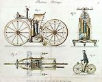 Plán pro patent motocyklu Daimler Retwagen z roku 1885.