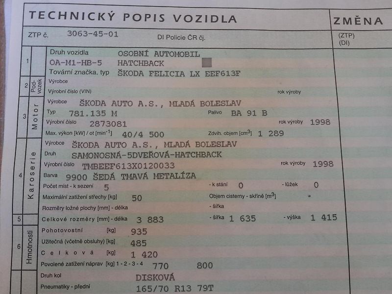 Škoda Felicia NÁHRADNÍ DÍLY 606 638 589 - fotka 5 z 5