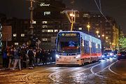 Vánoční flotila pražského dopravního podniku.