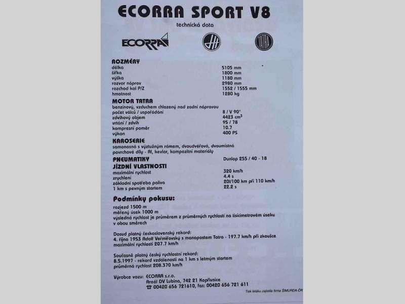Ecorra Sport V8 dodnes budí úctu