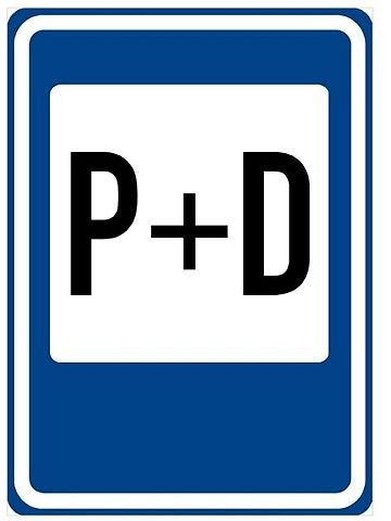 Dopravní značka parkoviště P + D, zdroj: se svolením Ministerstva dopravy ČR