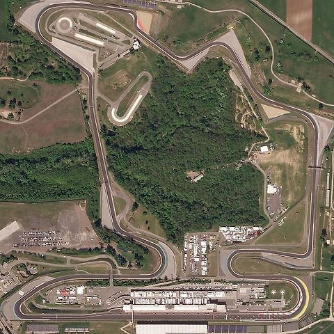Maďarský okruh Hungaroring., zdroj: Wikimedia Commons, SkySat Planet Labs, CC BY-SA 4.0
