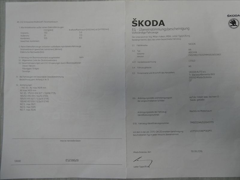 Škoda Citigo 1,0 MPi klimatizace, 2 x kola - fotka 41 z 42