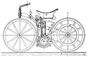 Nákres motocyklu Daimler Reitwagen.