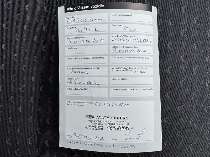 Ford Focus 1,6 i 16V 74kW 1.maj. původ ČR - fotka 40 z 45