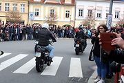 Z příjezdu spanilé jízdy motocyklů do Poděbrad.