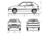 Zde jsou rozměry hatchbacku