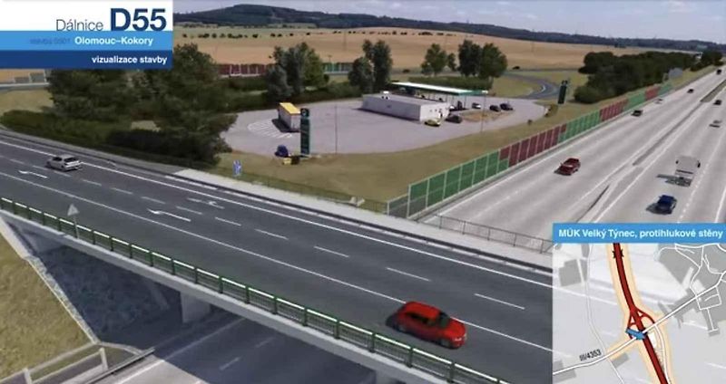 Staveniště D55 U Strejčkova lomu, kde vyroste ekodukt, jehož konstrukci bude tvořit přesypaný klenbový rám z betonu o dvou polích.