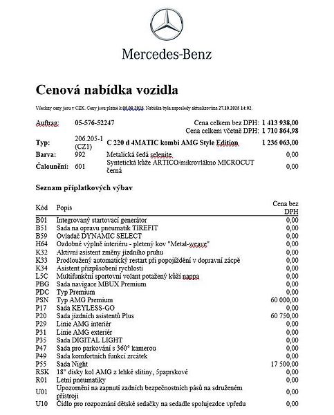 Mercedes-Benz Třídy C (2025) C 220 d 4MATIC kombi - fotka 25 z 27