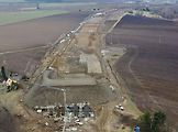 Stavba D1 Říkovice-Přerov, únor 2024. Pohled z výšky.