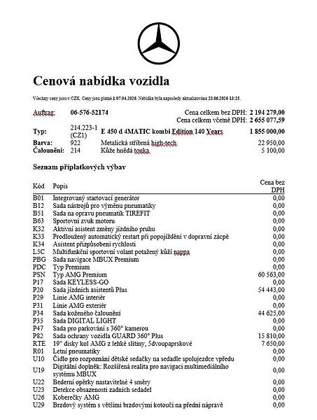 Mercedes-Benz Třídy E (2026) E 450 d 4MATIC kombi - fotka 20 z 22