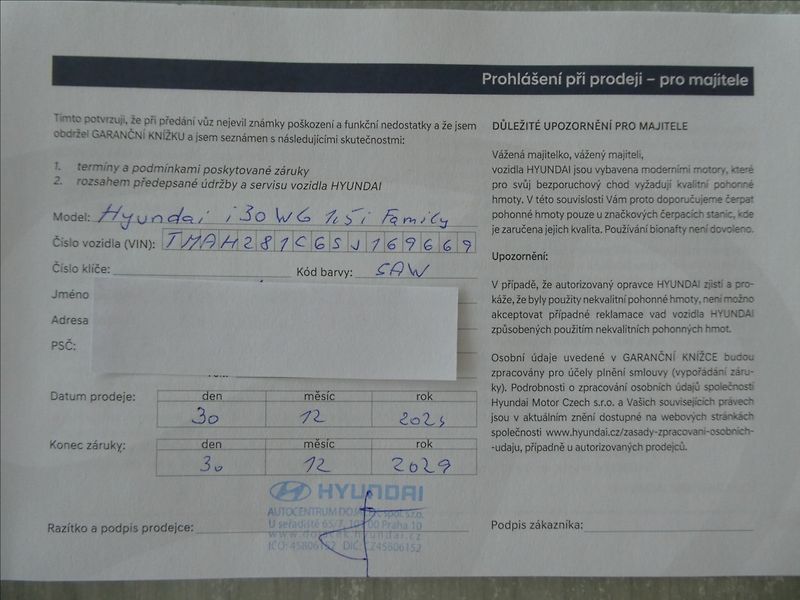 Hyundai i30 1,5 DPI 71kW Family,ČR,záruka - fotka 44 z 46