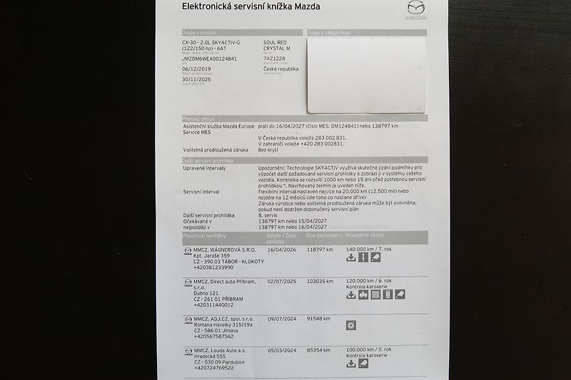 Mazda CX-30 (2019) 2,0 G122 AT Plus ČR, servis. - fotka 32 z 33
