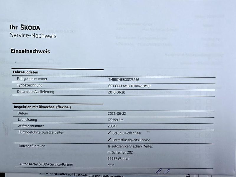 Škoda Octavia 2.0 TDI 110 kW servisní knížka - fotka 18 z 20