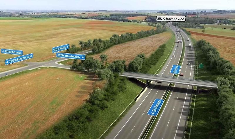 Vizualizace ukazuje, jak bude vypadat dálnice D7 mezi Slaným a Panenským Týncem na Lounsku.