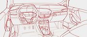 Designér nového modelu značky Ford nejprve na počítači načrtne interiér v červené barvě. Kreslí vždy z pozice řidiče a program mu umožňuje otáčet se kolem dokola i nahoru a dolů.