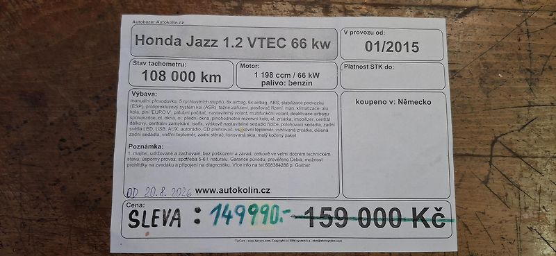 Honda Jazz 1.2 VTEC 66 kw - fotka 38 z 42