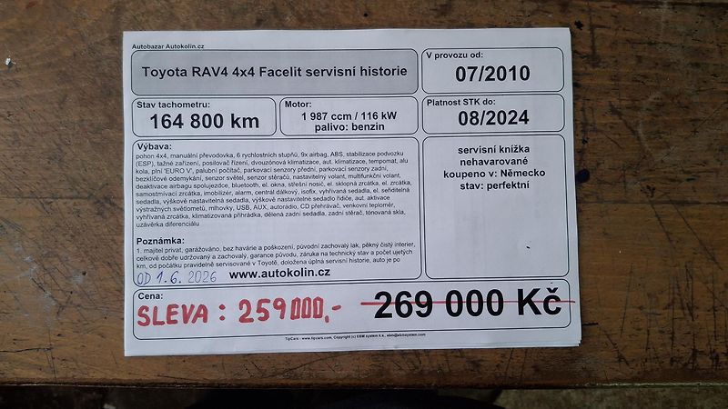 Toyota RAV4 4x4 Facelit servisní historie - fotka 41 z 45