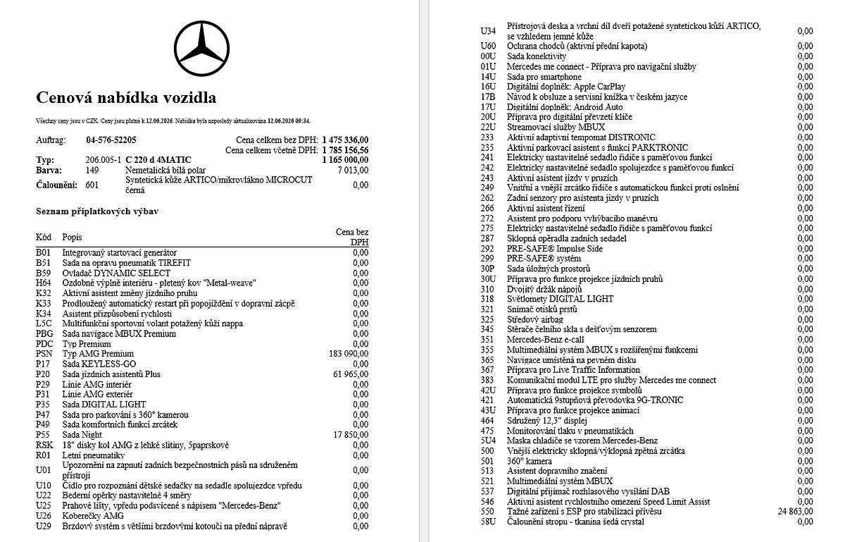 Mercedes-Benz Třídy C C 220 d 4MATIC   2,0