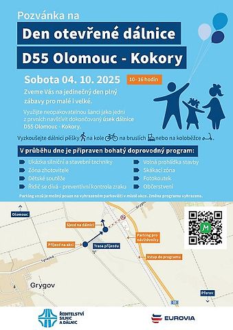 Den otevřené dálnice proběhne v sobotu 4. října od 10 do 16 hodin., zdroj: se svolením ŘSD Olomouckého kraje
