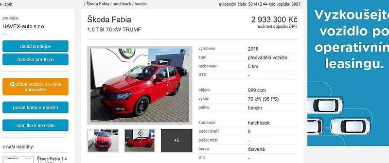 Inzerát Škoda Fabia