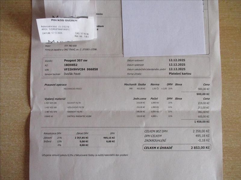 Peugeot 307 1,6 HDi SW, klima,servis,tažné - fotka 27 z 27