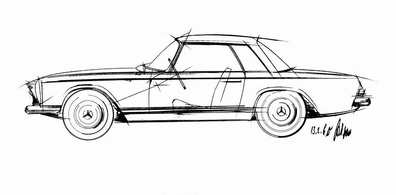 Dvoumístný kabriolet Mercedes 230 SL má přezdívku Pagoda. Vyráběl se v letech 1963 až 1971.