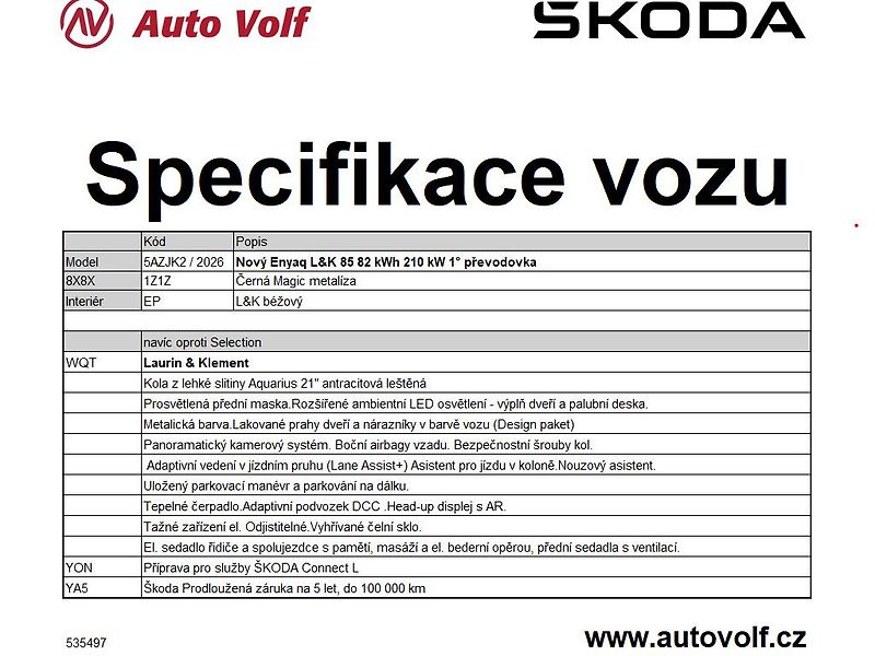 Škoda Enyaq L&K 85 85Kwh 210kW - fotka 2 z 37