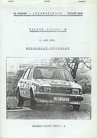 Program posledního ročníku Rallye Jizera v roce 1986., zdroj: Se svolením Pavla Vydry, Rallye Jizera