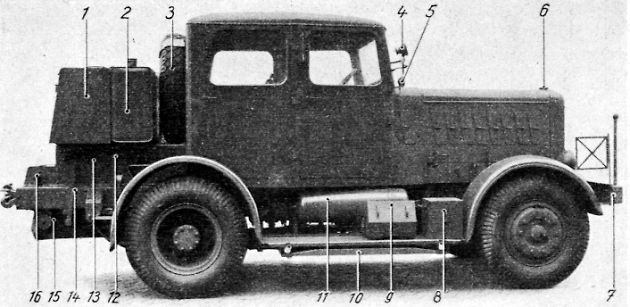 Snímek Hanomagu SS100 pro armádu s označením jednotlivých prvků., zdroj: Wikimedia Commons, Heereswaffenamt, volné dílo