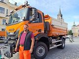 Tak vypadaly hrátky s těžkou silniční technikou na náměstí v Havlíčkově Brodě. Podívejte se