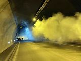 Simulovaný požár v Klimkovickém tunelu při zkoušce nových bezpečnostních a napájecích systémů, 13. 10. 2024.