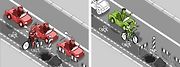 Cyklisté jsou povinni využívat cyklopruh, kde je. Pokud náhle skončí, mají mu řidiči dát možnost vjet do běžného jízdního pruhu.