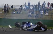 F1 2017 GP Číny - Antonio Giovinazzi (Sauber), nehoda v Q1