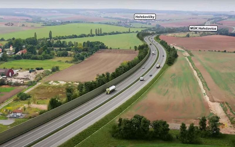 Vizualizace ukazuje, jak bude vypadat dálnice D7 mezi Slaným a Panenským Týncem na Lounsku.