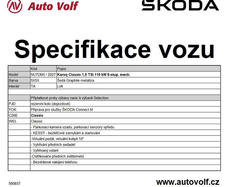 Škoda Karoq Classic 1,5TSI 110kW - fotka 2 z 11