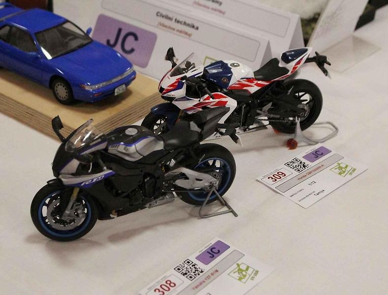 Vítězný model kategorie závodních vozů seniorů, Bugatti Type 35B Přemysla Bartoše. Se skutečným vozem si Eliška Junková dojela pro 5. místo při závodě Targa Florio 1928.