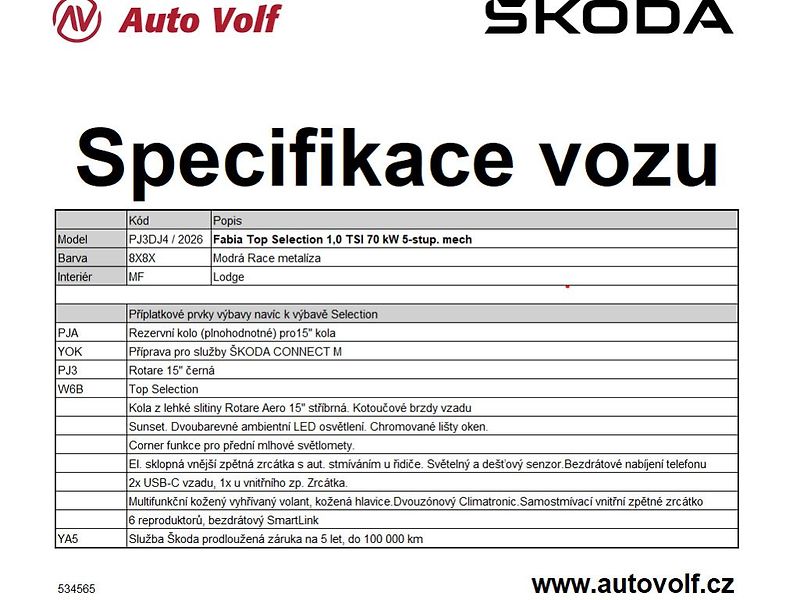 Škoda Fabia Top Selection 1,0TSI 70kW - fotka 2 z 14