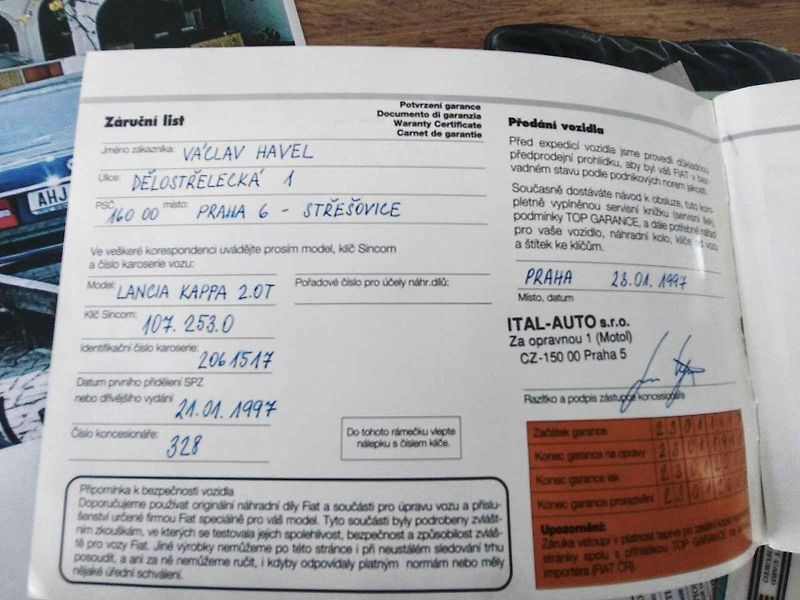Lancia Kappa Václava Havla