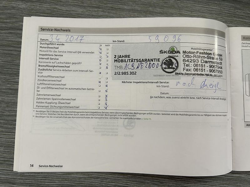 Škoda Octavia (2013) 1.4 TSi 103 KW servisní kniha - fotka 26 z 29