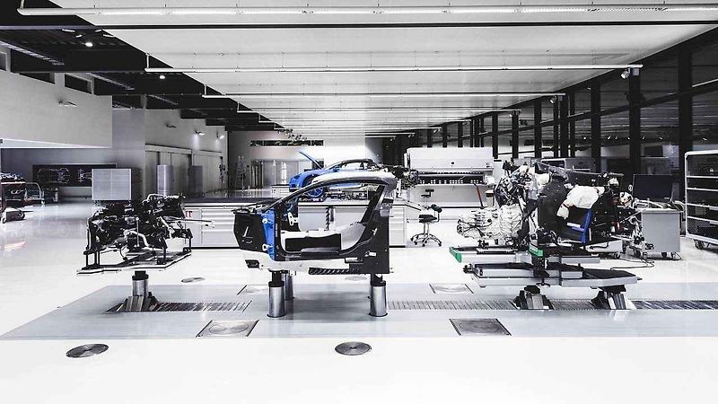 Výrobní prostory Bugatti Chiron ve francouzském Molsheimu.