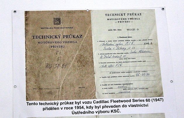 Technický průkaz k vozu Cadillac Fleetwiid Series 60 z roku 1947., zdroj: Deník/Edvard Beneš