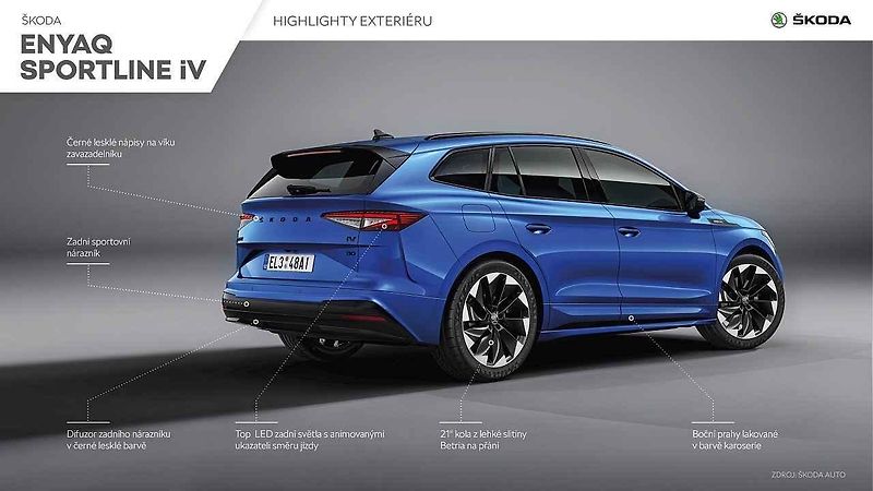 Enyaq iV Sportline je první sportovně orientovaný elektromobil značky